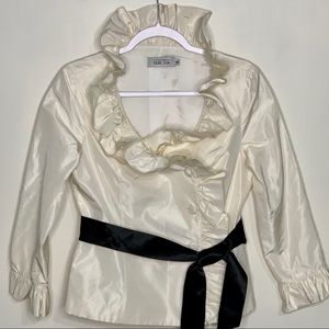 Rickie Freeman for Teri Jon Cream Silk Blouse